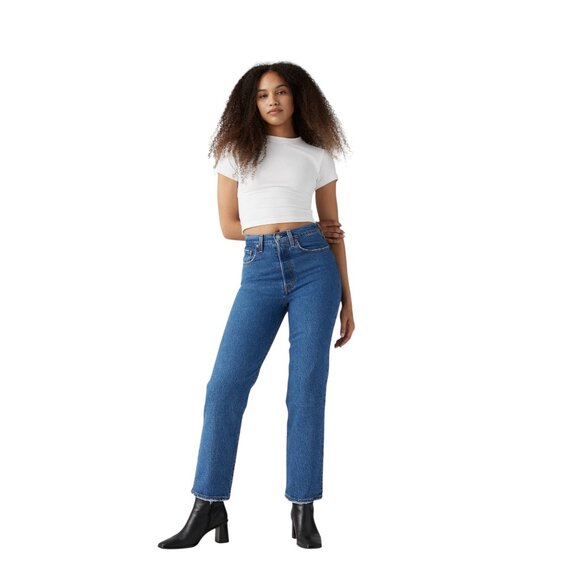 Levi’s Ribcage Straight Ankle Jeans Blue Size 27 - Picture 1 of 15